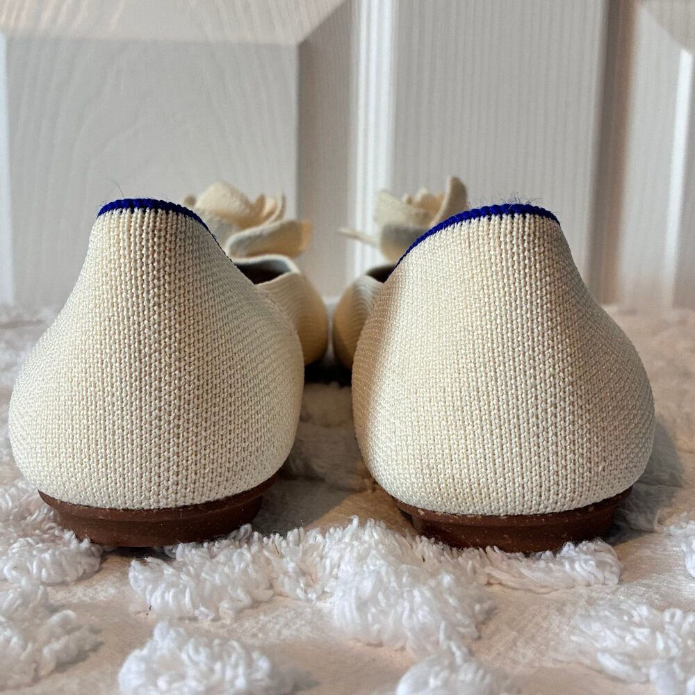 Rothy's Ballet Flat Shoe Off White The Petal Square Ballet Love Bird Size 6.5 - Picture 6 of 9